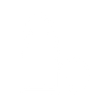 A white line icon of a person sleeping in a bed on a transparent background.